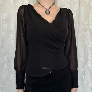 Vintage Vampy Whimsygoth Black Long Sleeve Blouse